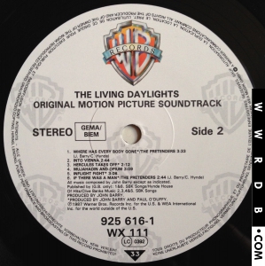John Barry The Living Daylights United Kingdom LP (12") WX 111 product image photo cover number 3
