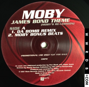 Moby James Bond Theme (Re-Version) United Kingdom 12" single PL12MUTE 210 product image photo cover number 2