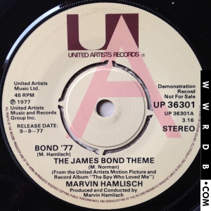 Marvin Hamlisch Bond '77 United Kingdom 7" single UP 36301 product image photo cover