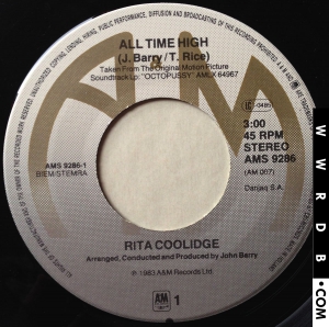 Rita Coolidge All Time High Dutch 7" single AMS 9286 product image photo cover number 2