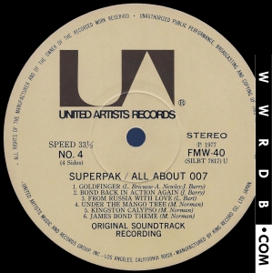 Various Artists Superpak - All About James Bond 007 Japanese LP (12") FMW-39/40 product image photo cover number 8