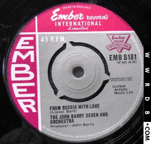 John Barry 007 United Kingdom 7" single EMBS 181 product image photo cover number 3